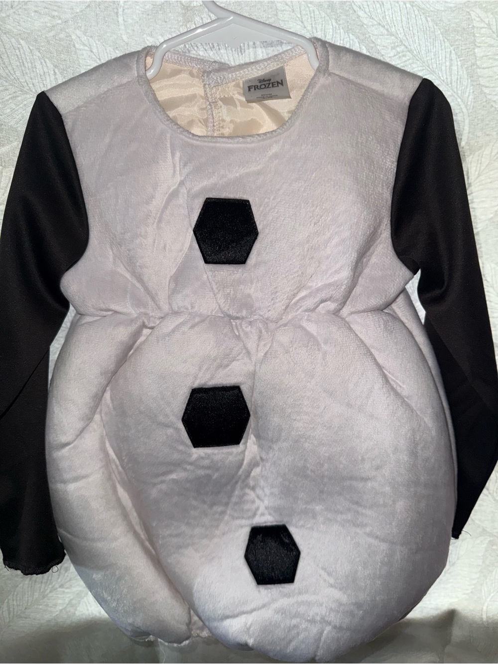Disney Frozen White Plush Olaf-Style Dress with Black Accents